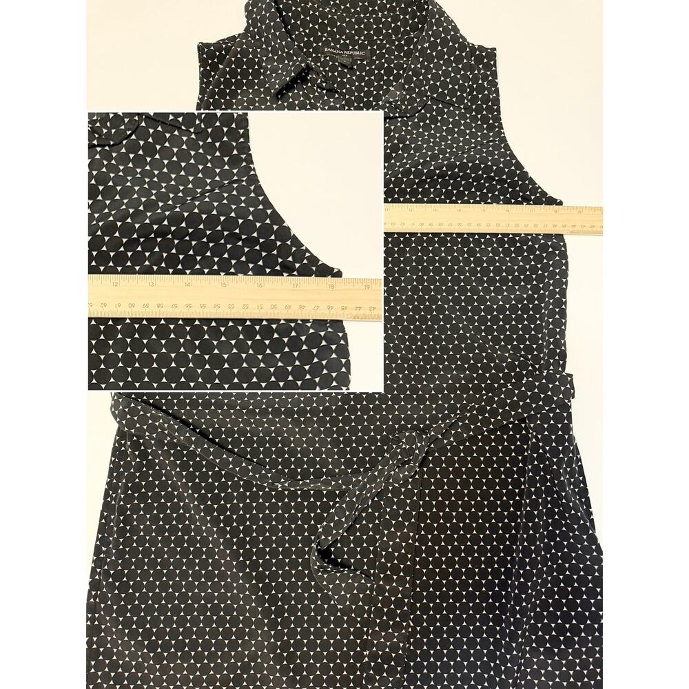Banana Republic Geometric Print Sleeveless Belted Shirt Dress Black White 6 - Picture 4 of 7